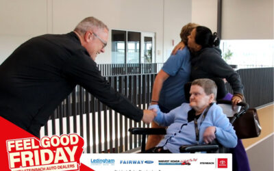 Blessing people at the Walking Track for Feel Good Friday!